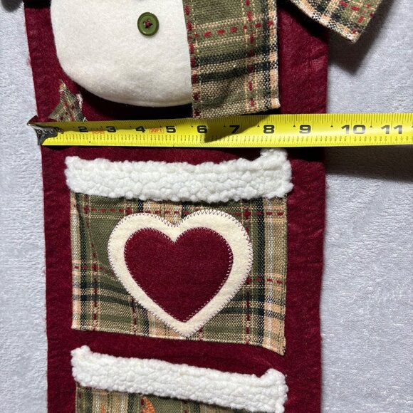 Snowman Wall Hanging With Pockets 45" Festive Plaid & Felt Christmas Card Decor - Picture 6 of 7